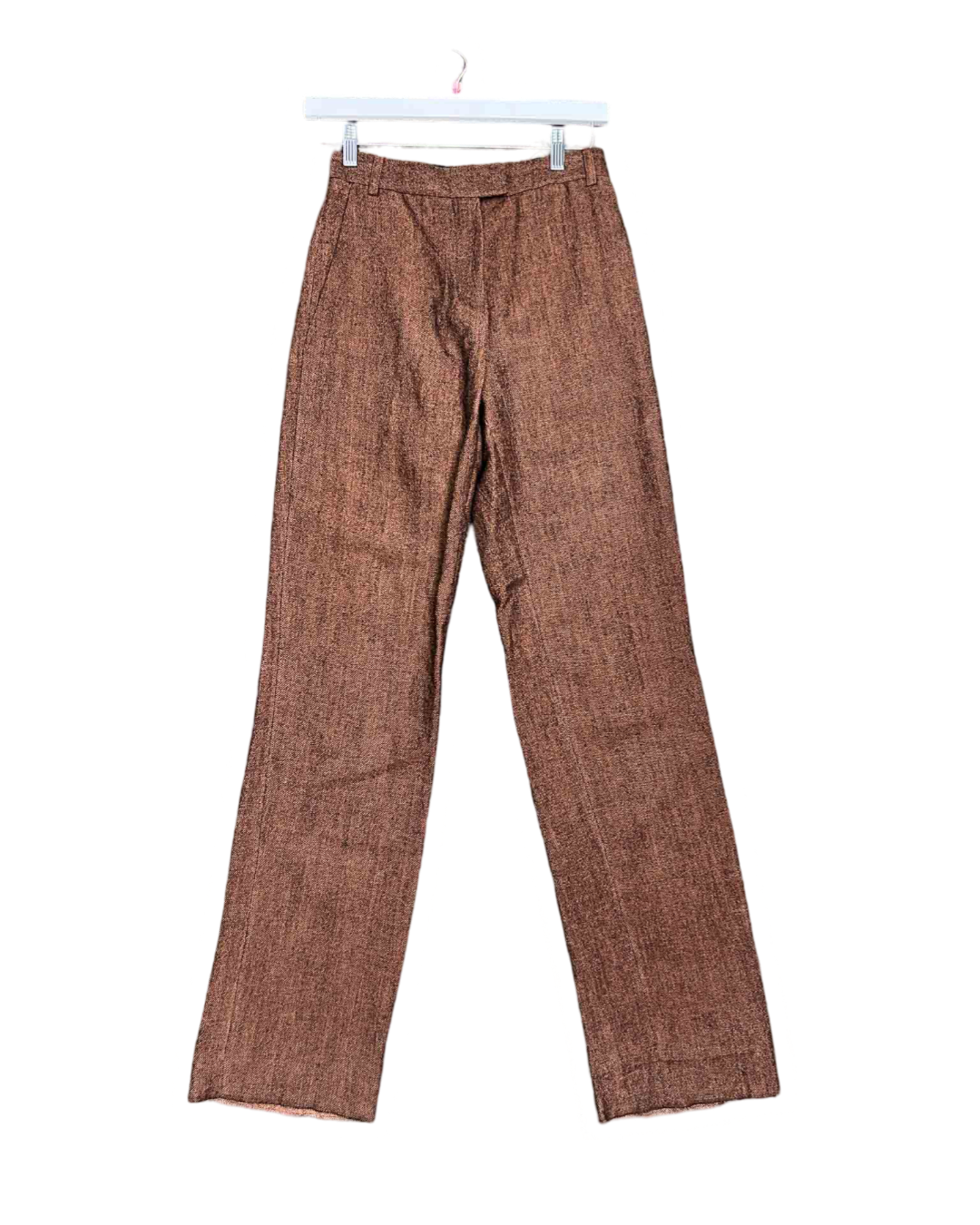 Size 34 (XS) | Acne Studios Brown Linen and Wool Blend Gaberdine Straight Leg Pants