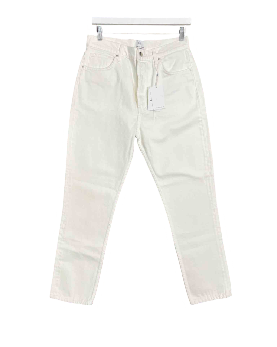 Size 31 | Anine Bing Off-White Sonya High Rise Ankle Slim Jeans