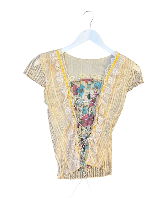 Size S | Cream Corset Lace Top