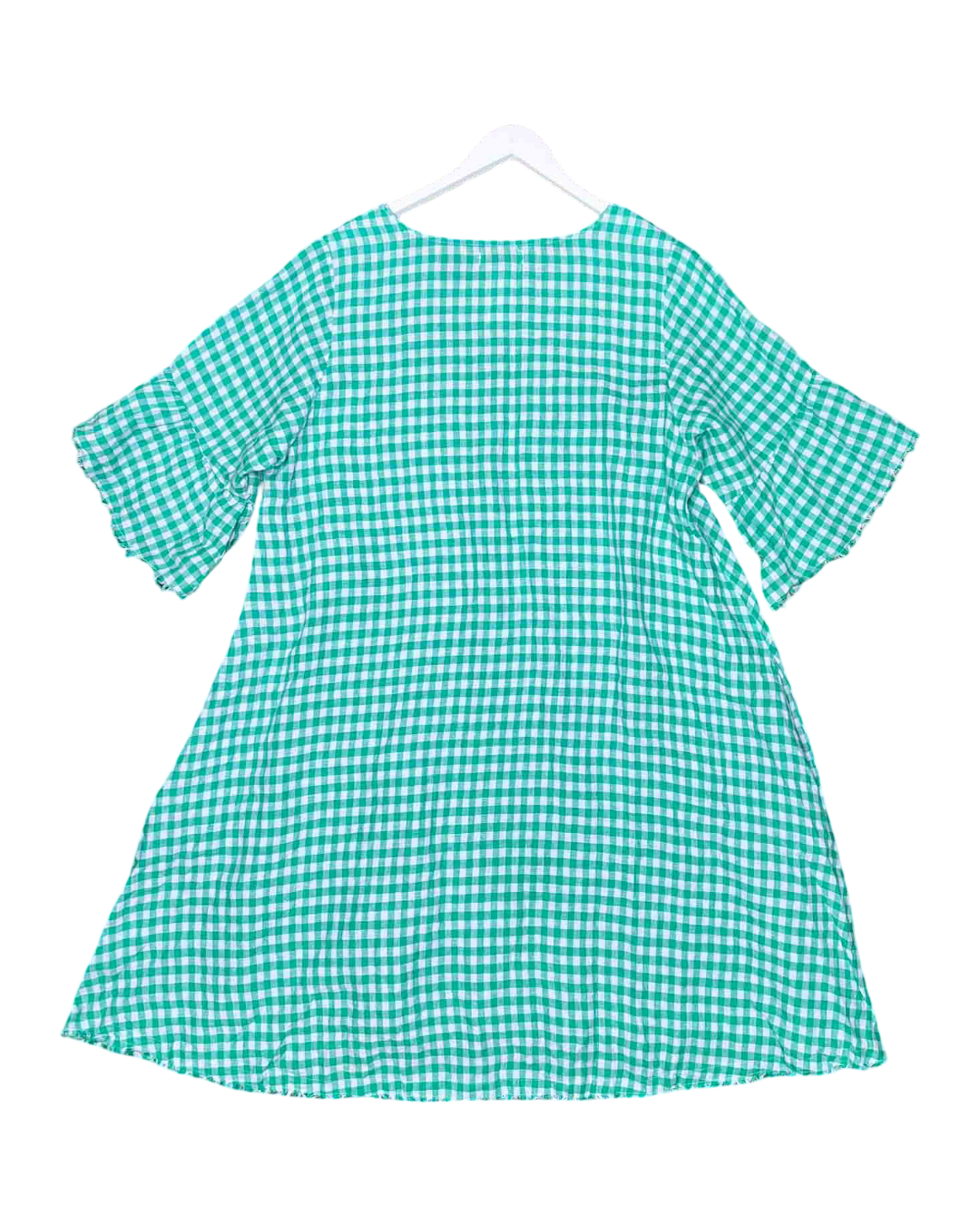 Size XL | Alessandra Raw Linen Gingham Midi Dress