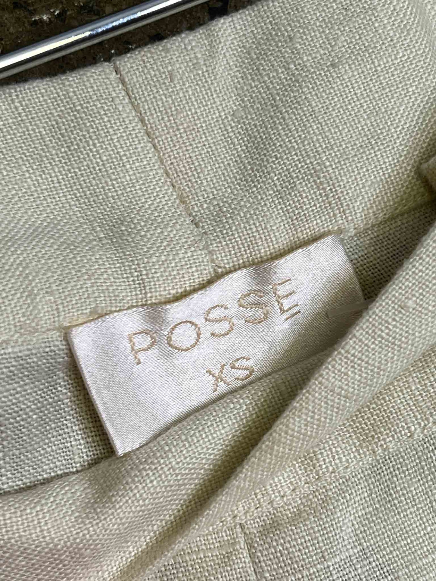 Size XS | The Posse Pale Green Linen Button Waist Wide Leg Pants