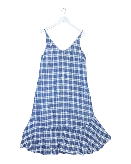 Size M | Alpha60 Blue Plaid Linen Mini Dress