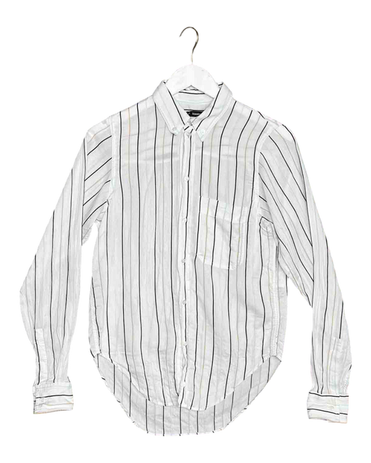 Size 0 (XS) | Bassike Striped High-Low Shirt