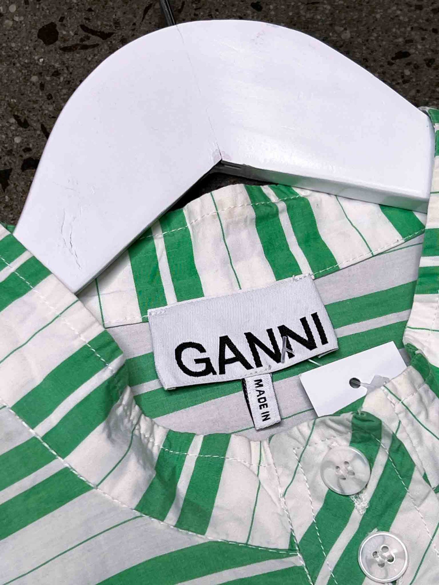 Size 42 (14) | Ganni Cotton Striped Button Blouse