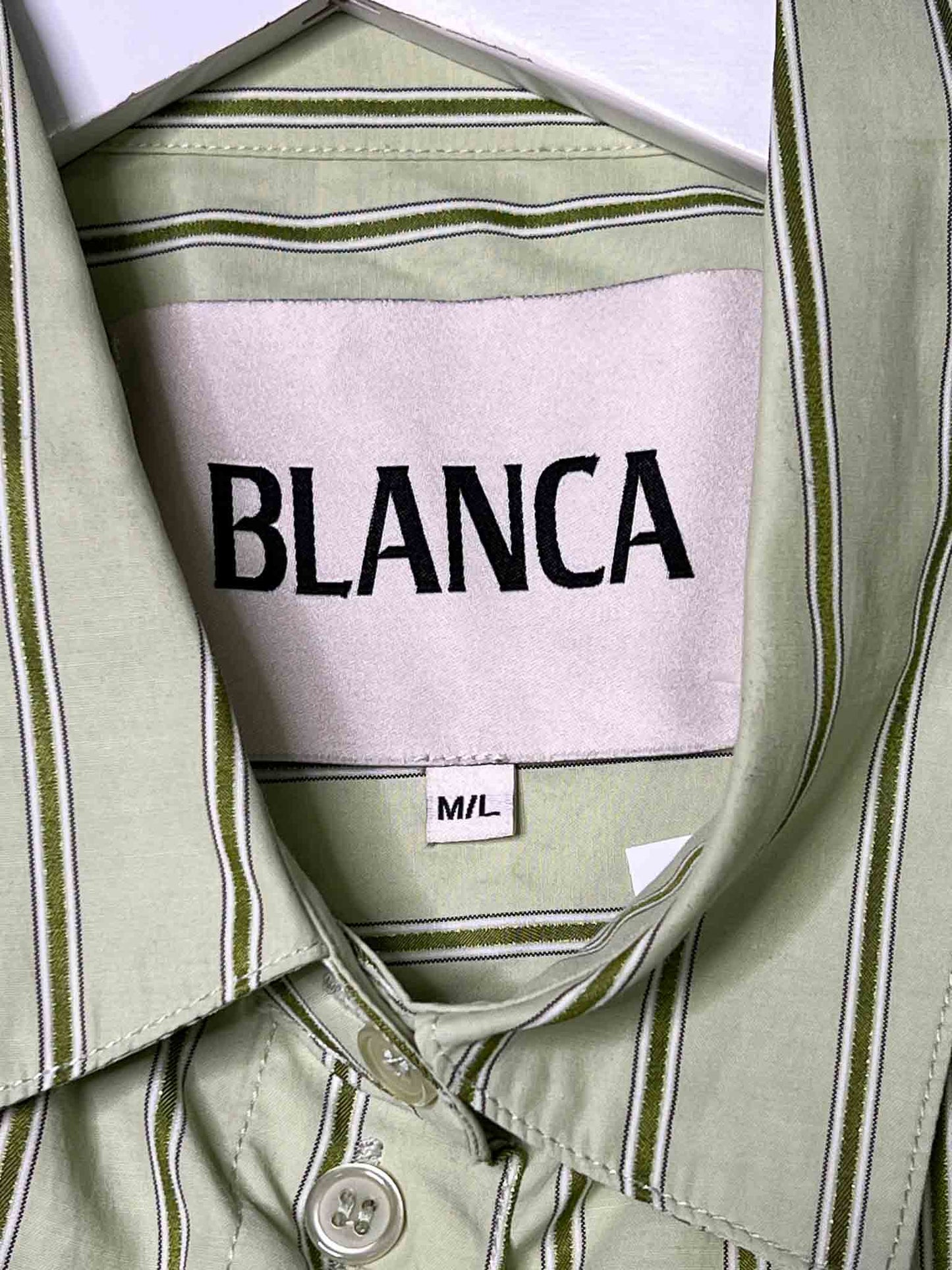 Size M/L | Blanca Green Stripe Cotton Shirt