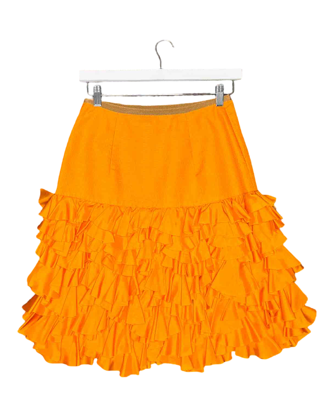 Size 10 | Easton Pearson Orange Silk Ruffle Skirt