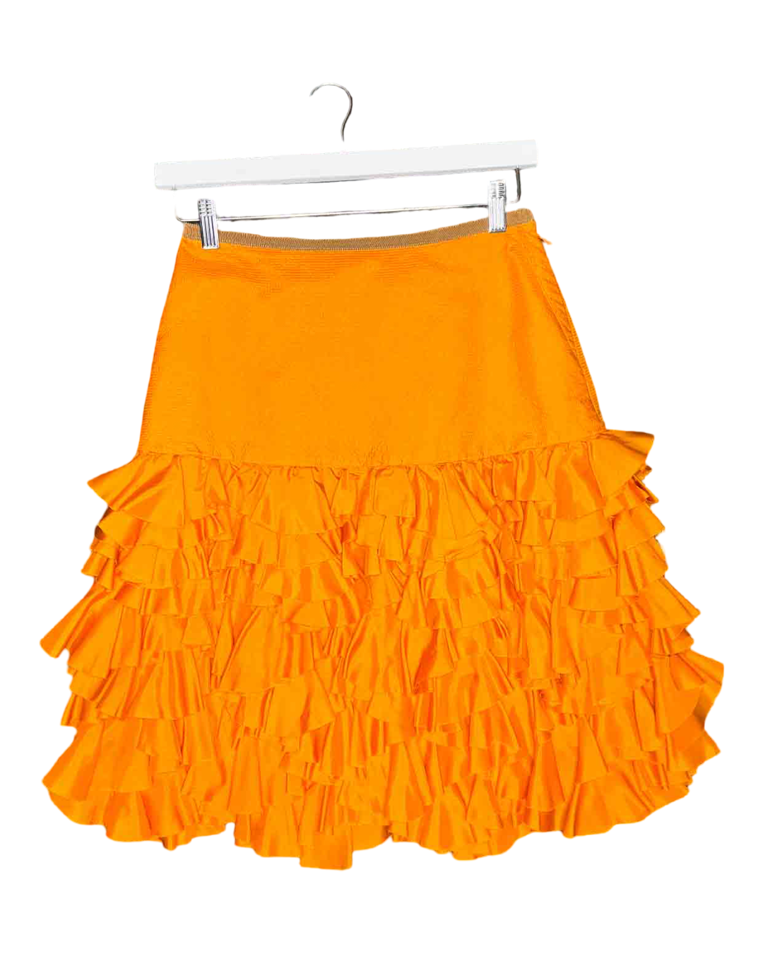 Size 10 | Easton Pearson Orange Silk Ruffle Skirt
