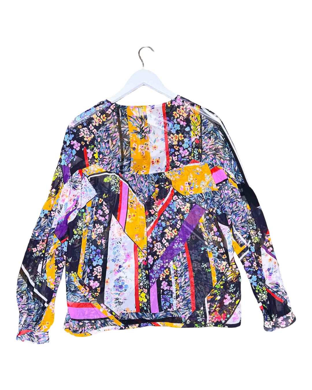 Size 1 (6) | Megan Park Floral Silk Long-sleeve Top