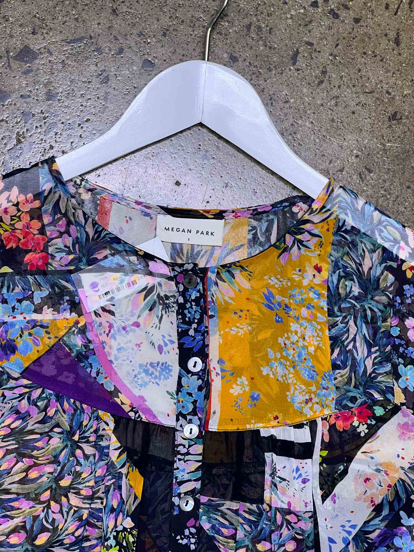 Size 1 (6) | Megan Park Floral Silk Long-sleeve Top