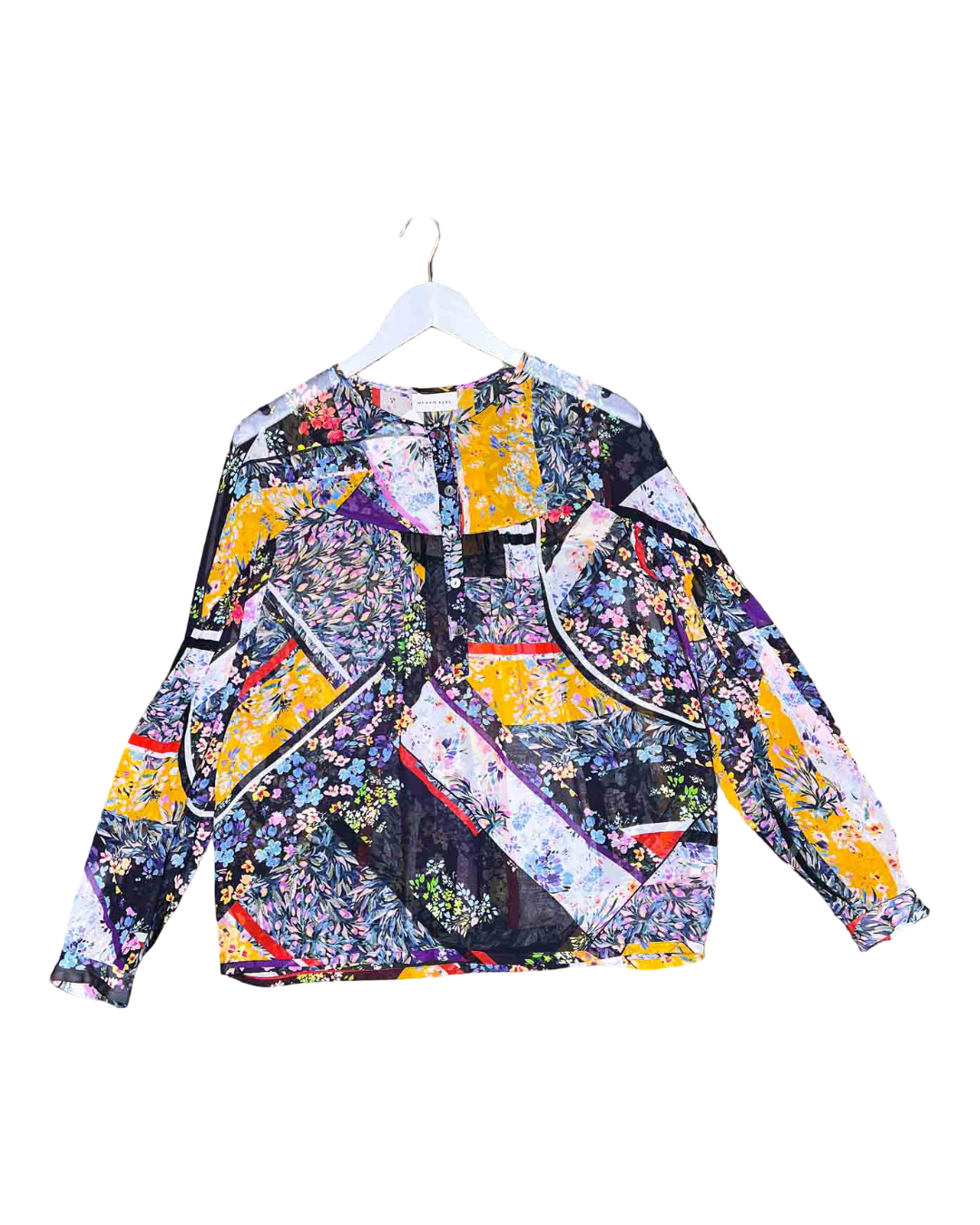 Size 1 (6) | Megan Park Floral Silk Long-sleeve Top