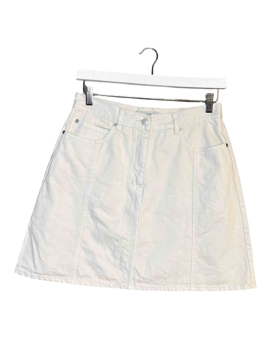 Size M | Kloke White Denim Mini Skirt