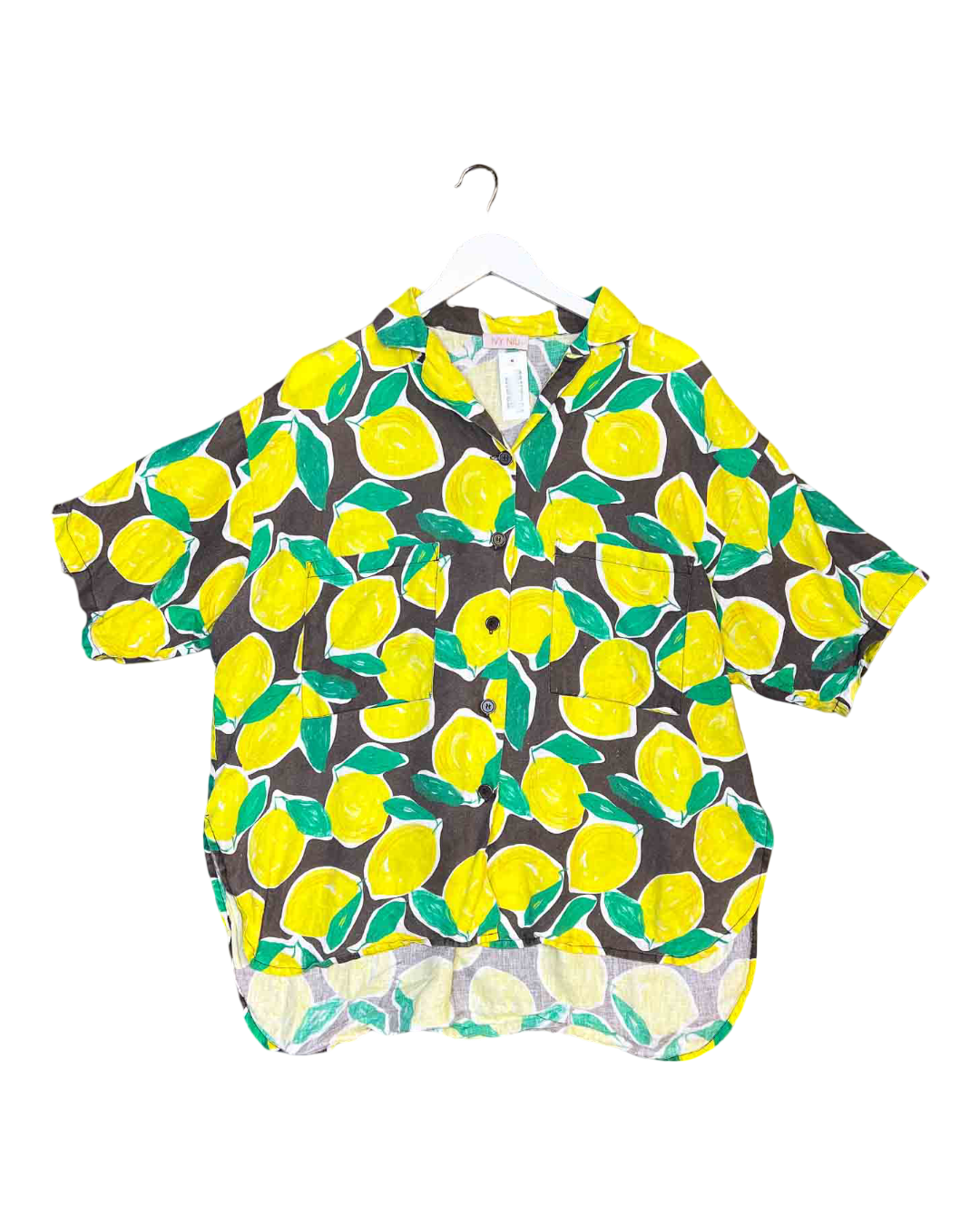 Size L | Ivy Niu Lemon Linen Short Sleeve Shirt