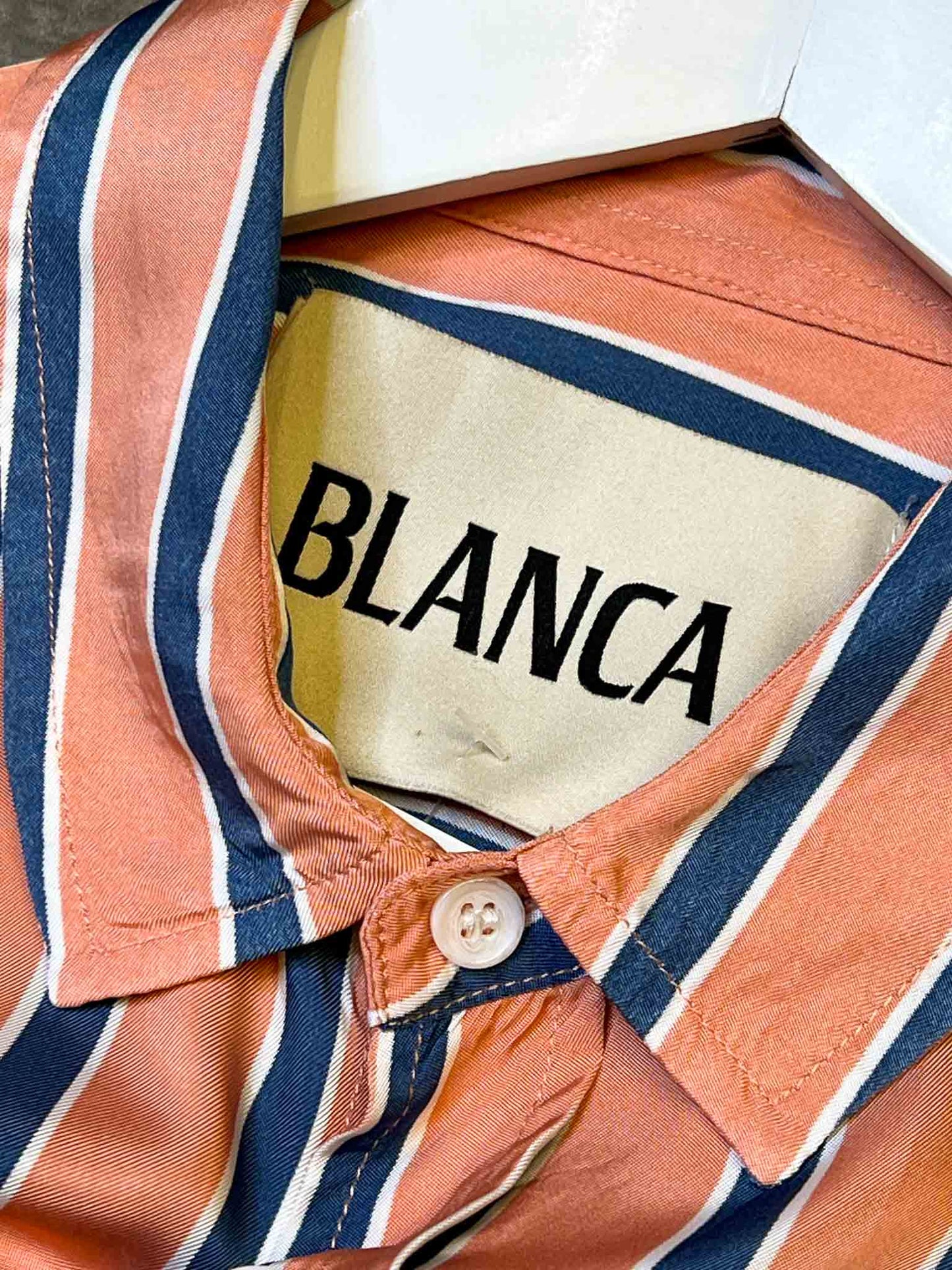 Size L | Blanca Striped Silky Oversized Shirt