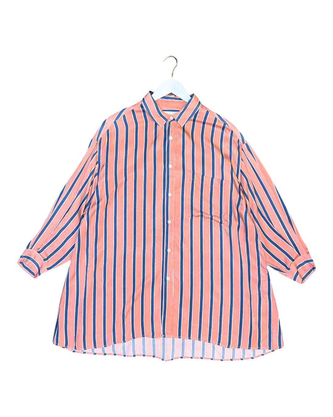 Size L | Blanca Striped Silky Oversized Shirt