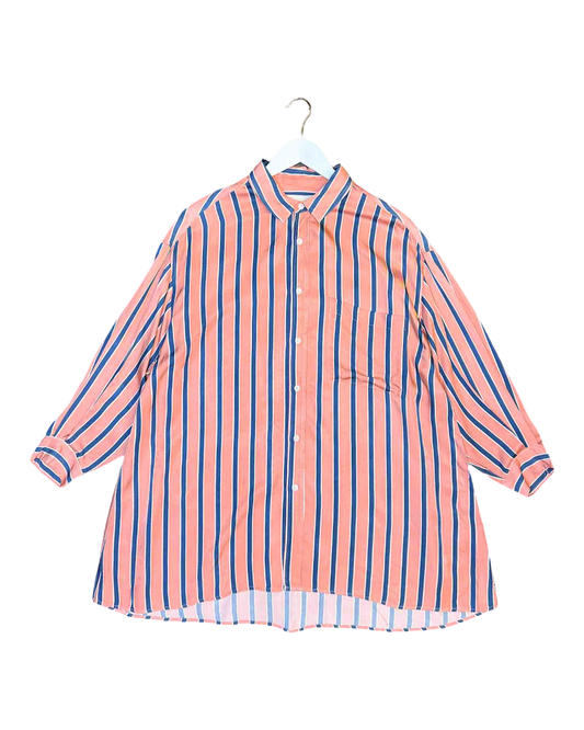 Size L | Blanca Striped Silky Oversized Shirt