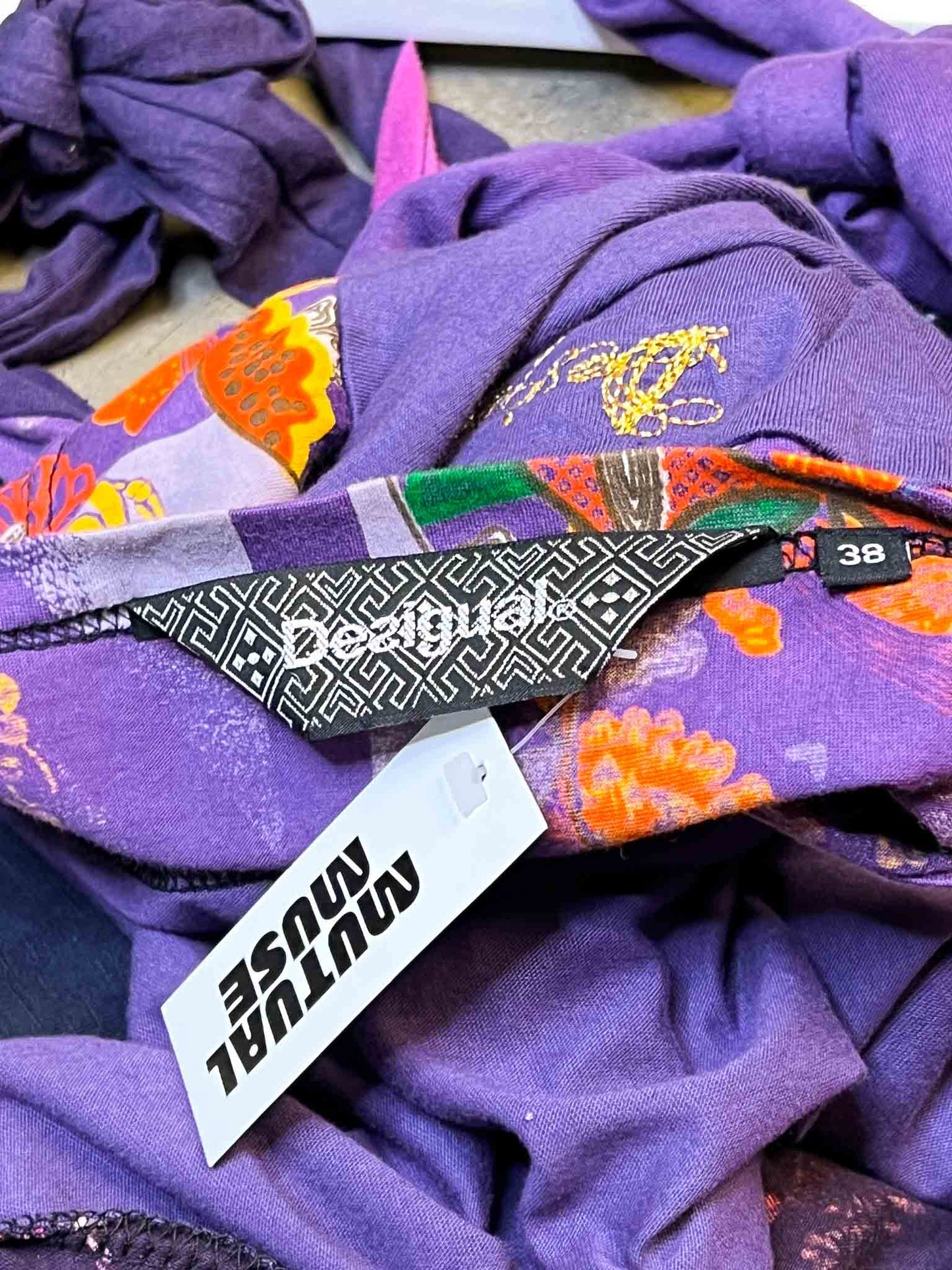 Size 38 (S) | Desigual Cotton Patchwork Halter Mini Dress