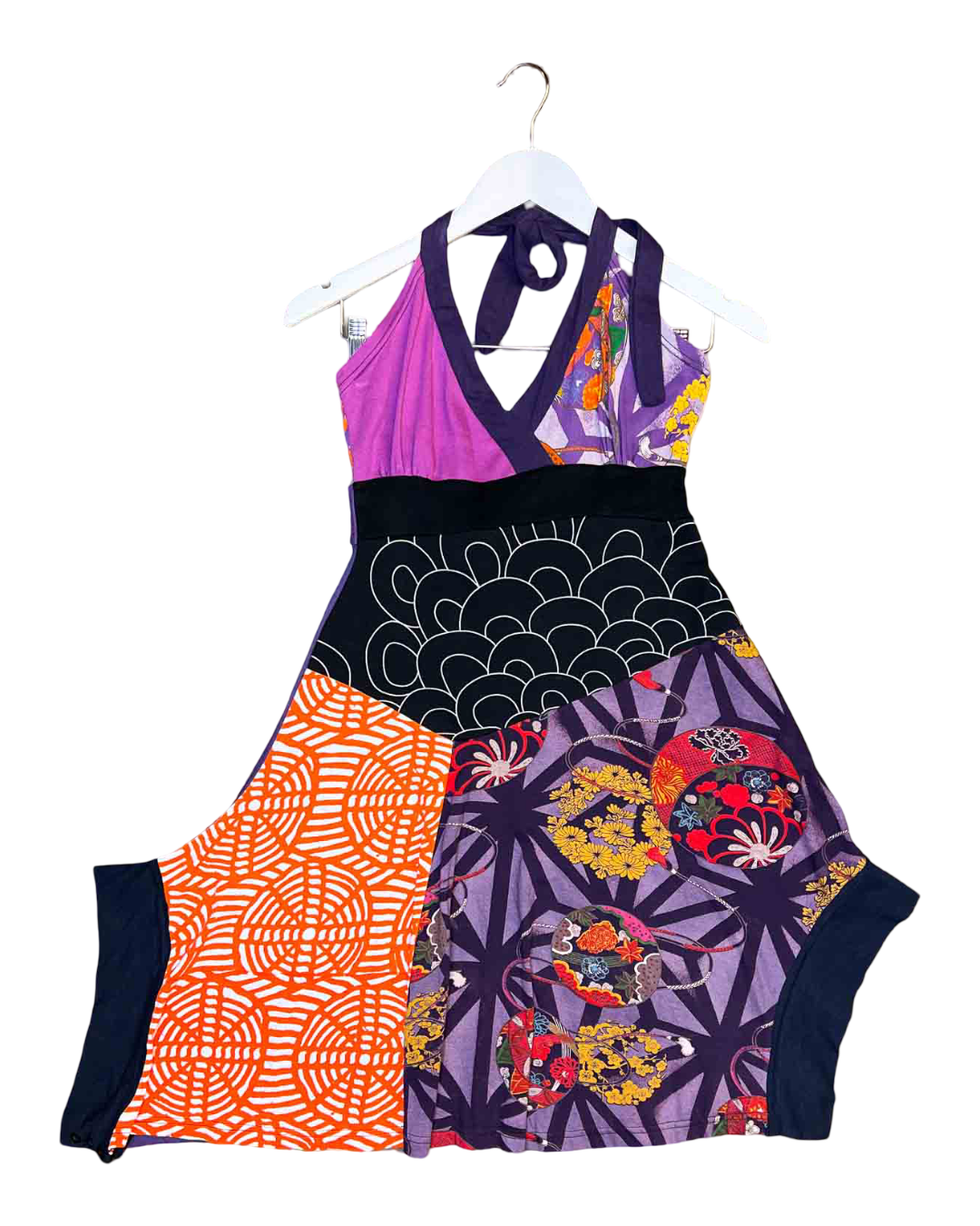 Size 38 (S) | Desigual Cotton Patchwork Halter Mini Dress