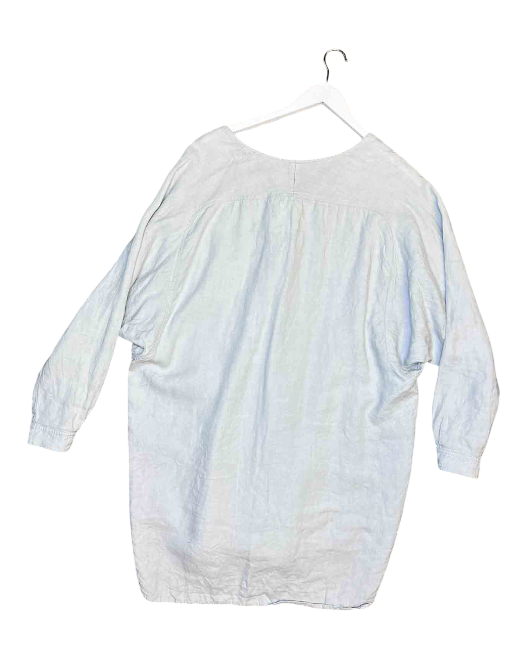 Size XL | Not Perfect Light-Blue Linen Shirt Mini Dress