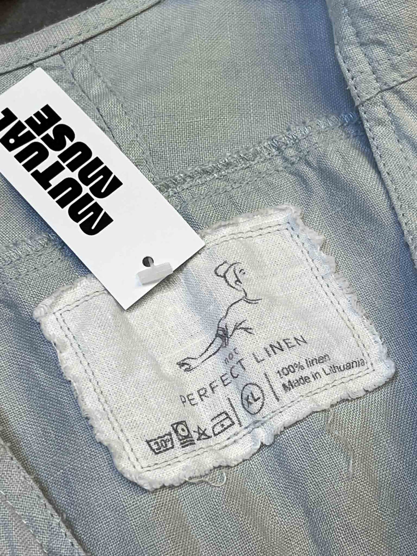 Size XL | Not Perfect Light-Blue Linen Shirt Mini Dress