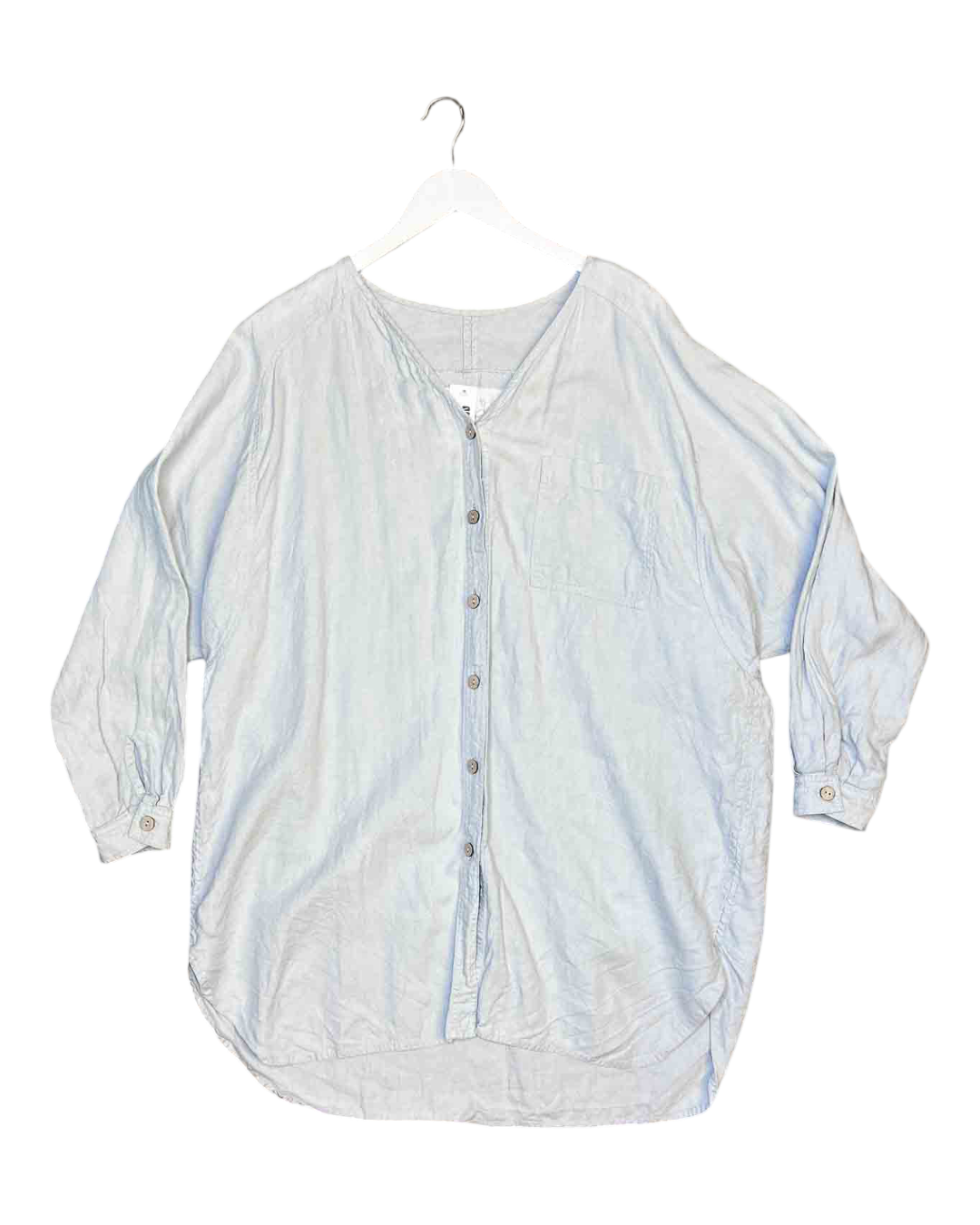 Size XL | Not Perfect Light-Blue Linen Shirt Mini Dress