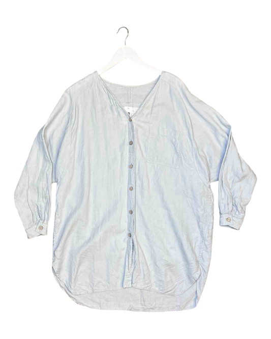 Size XL | Not Perfect Light-Blue Linen Shirt Mini Dress