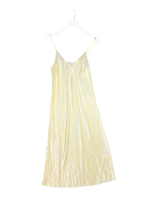 Size 3 (L) | Lee Mathews Silky Sheer Yellow Midi Dress