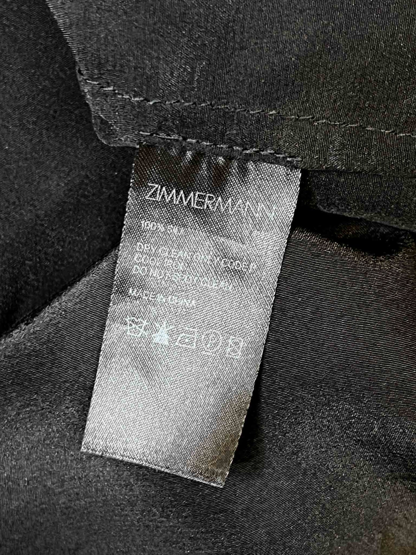 Size 0 (XS) | Zimmerman Frilly Black Silk Blouse