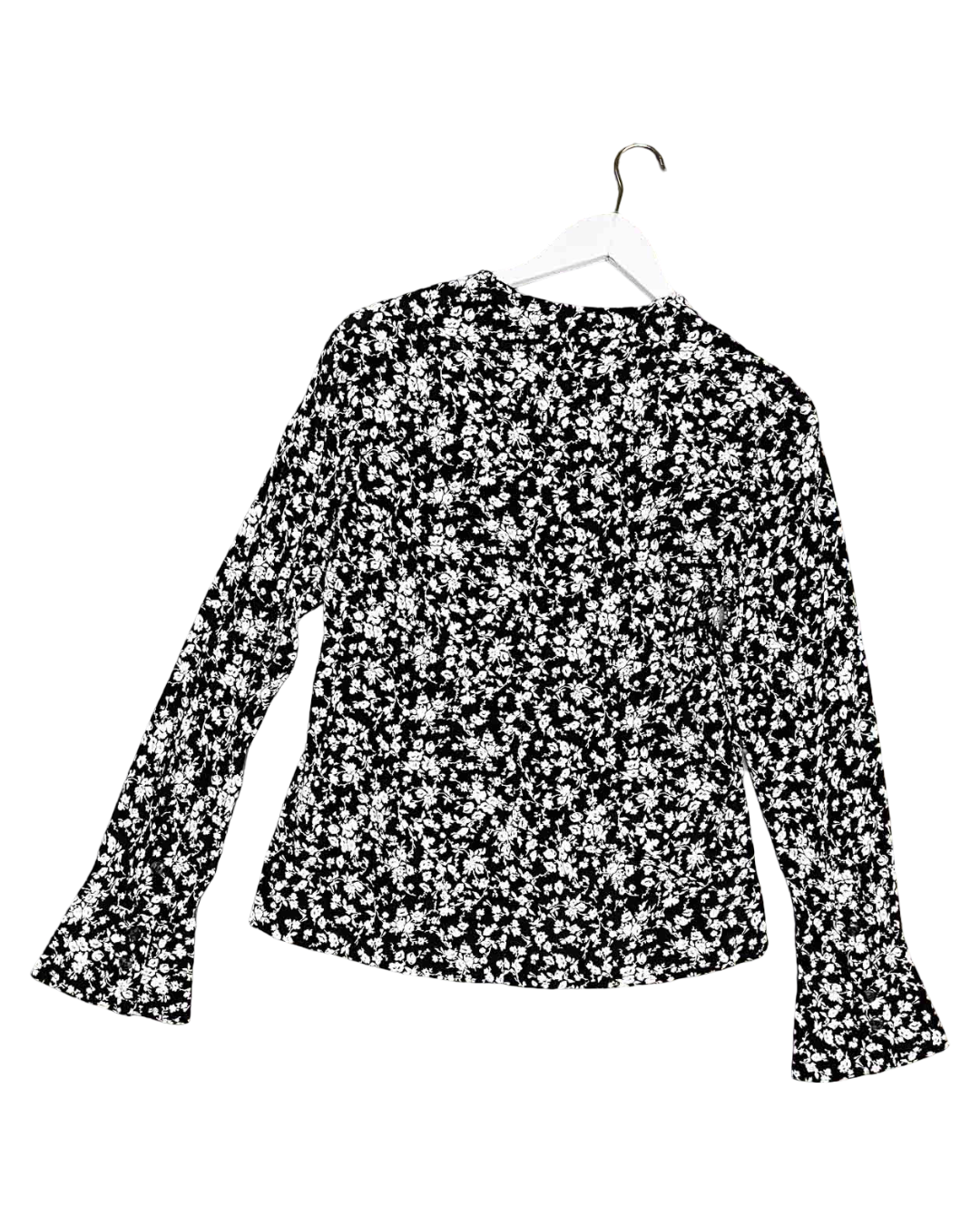 Size 38 (S) | Ganni Black and White Floral Blouse