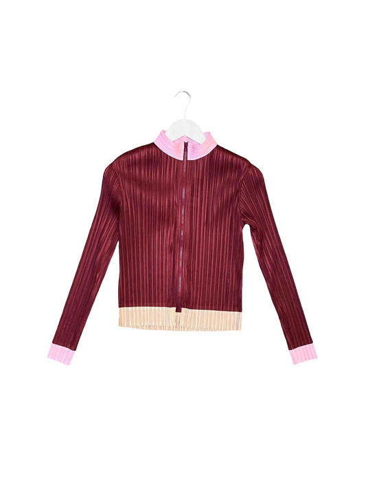 Size XS | Alpha60 Pink Pleated Zip-up Top NWT