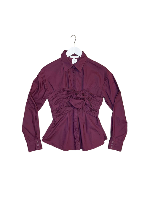 Size S | Rachel Gilbert Burgundy Cotton Twist Shirt
