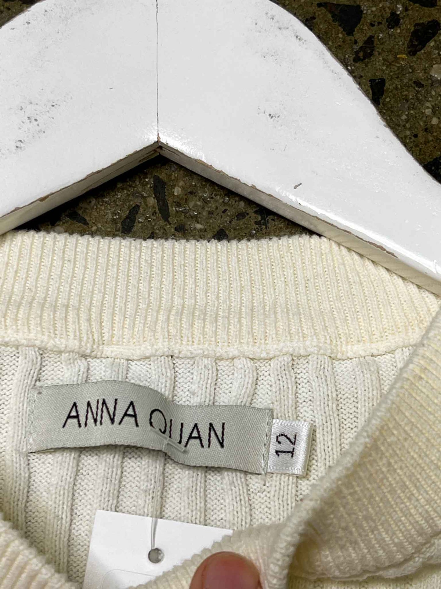 Size 12 | Anna Quan Cotton Cream Ribbed Top