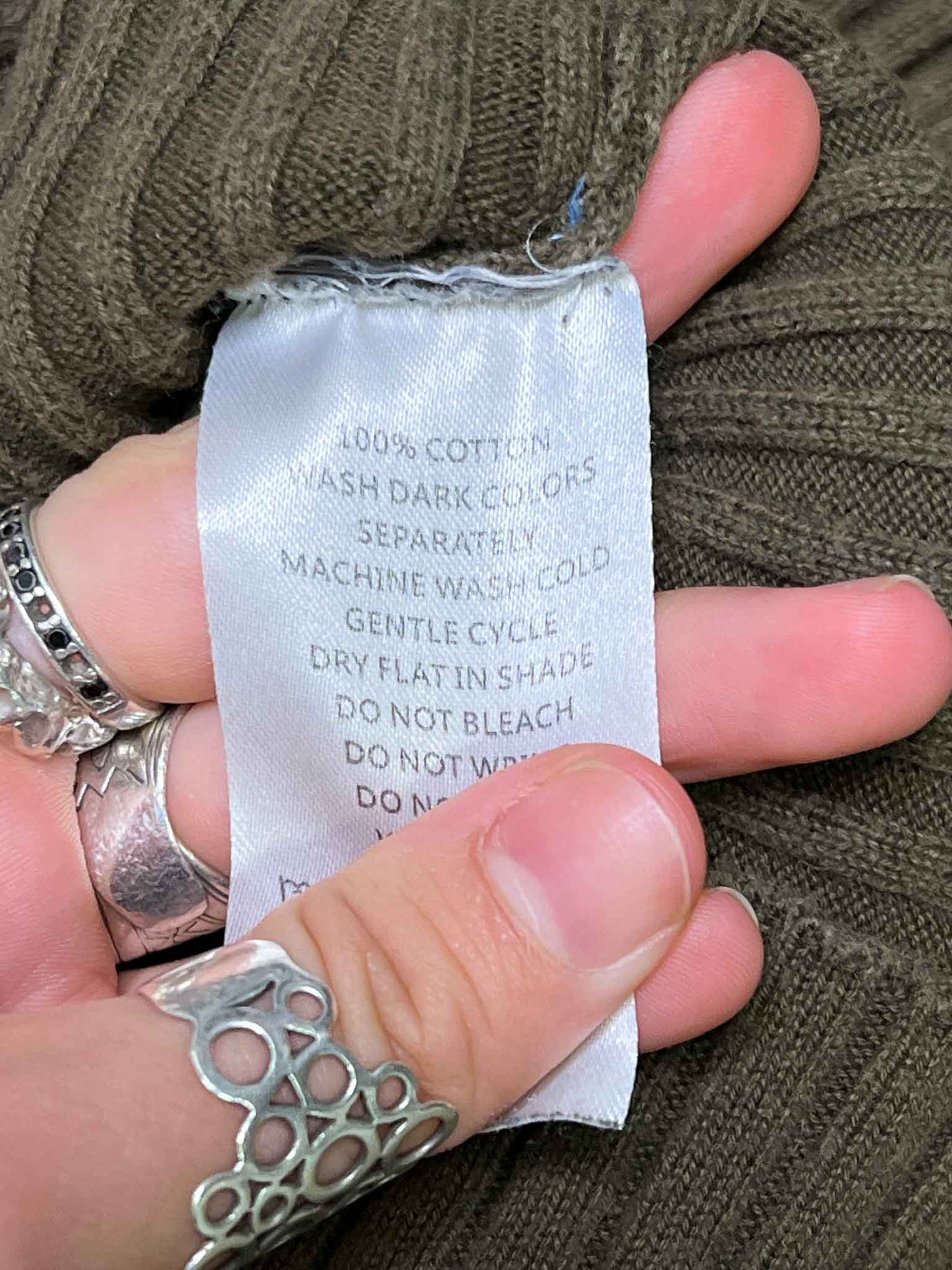 Size 10 | Anna Quan Cotton Khaki Ribbed Top