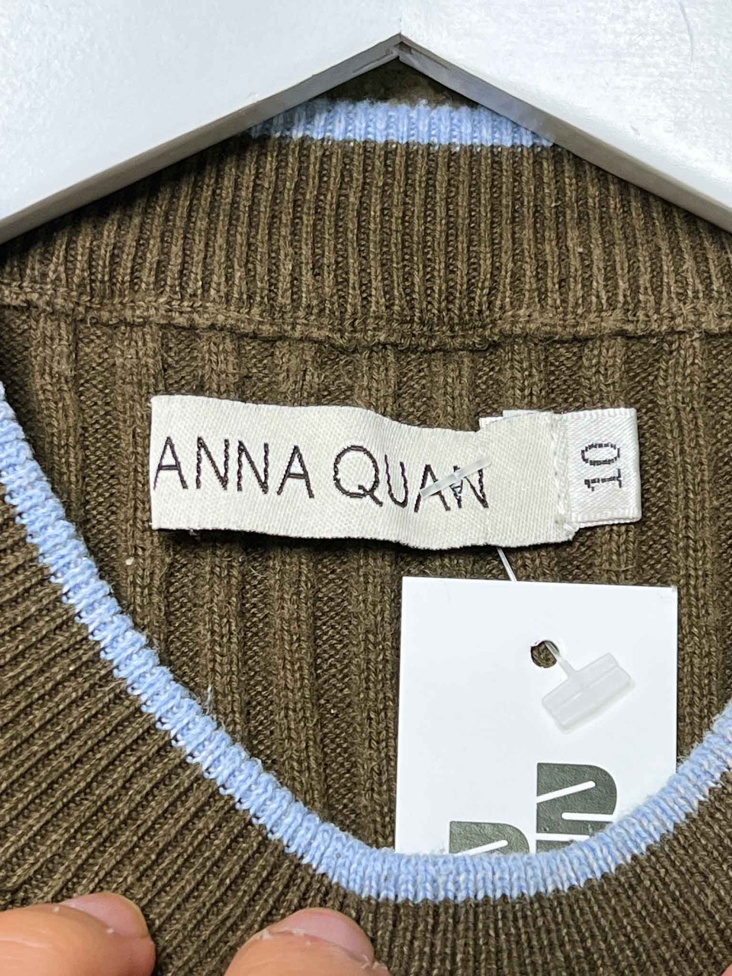 Size 10 | Anna Quan Cotton Khaki Ribbed Top
