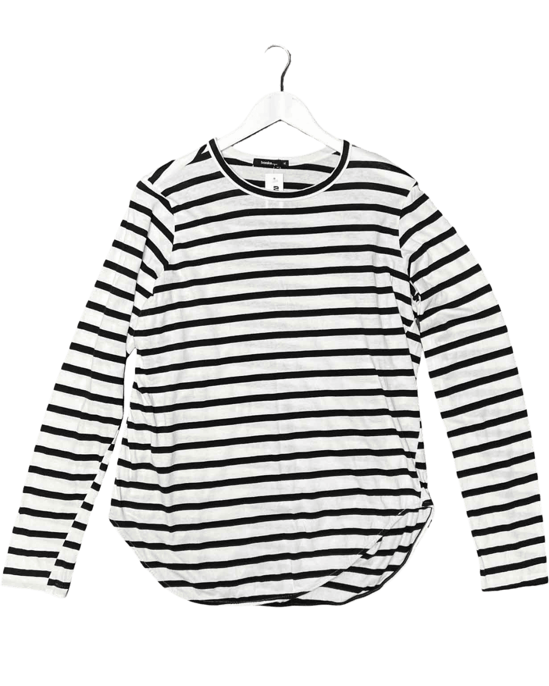 Size XL | Bassike Organic Cotton Striped Long-sleeve Top