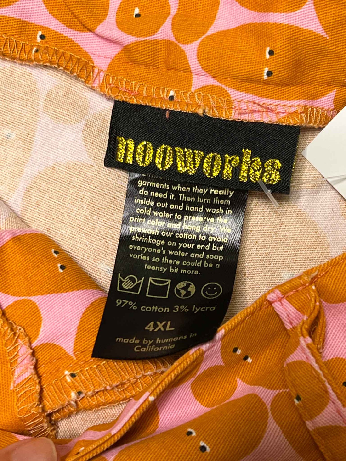 Size 3XL | Nooworks Cotton Abstract Orange Pants