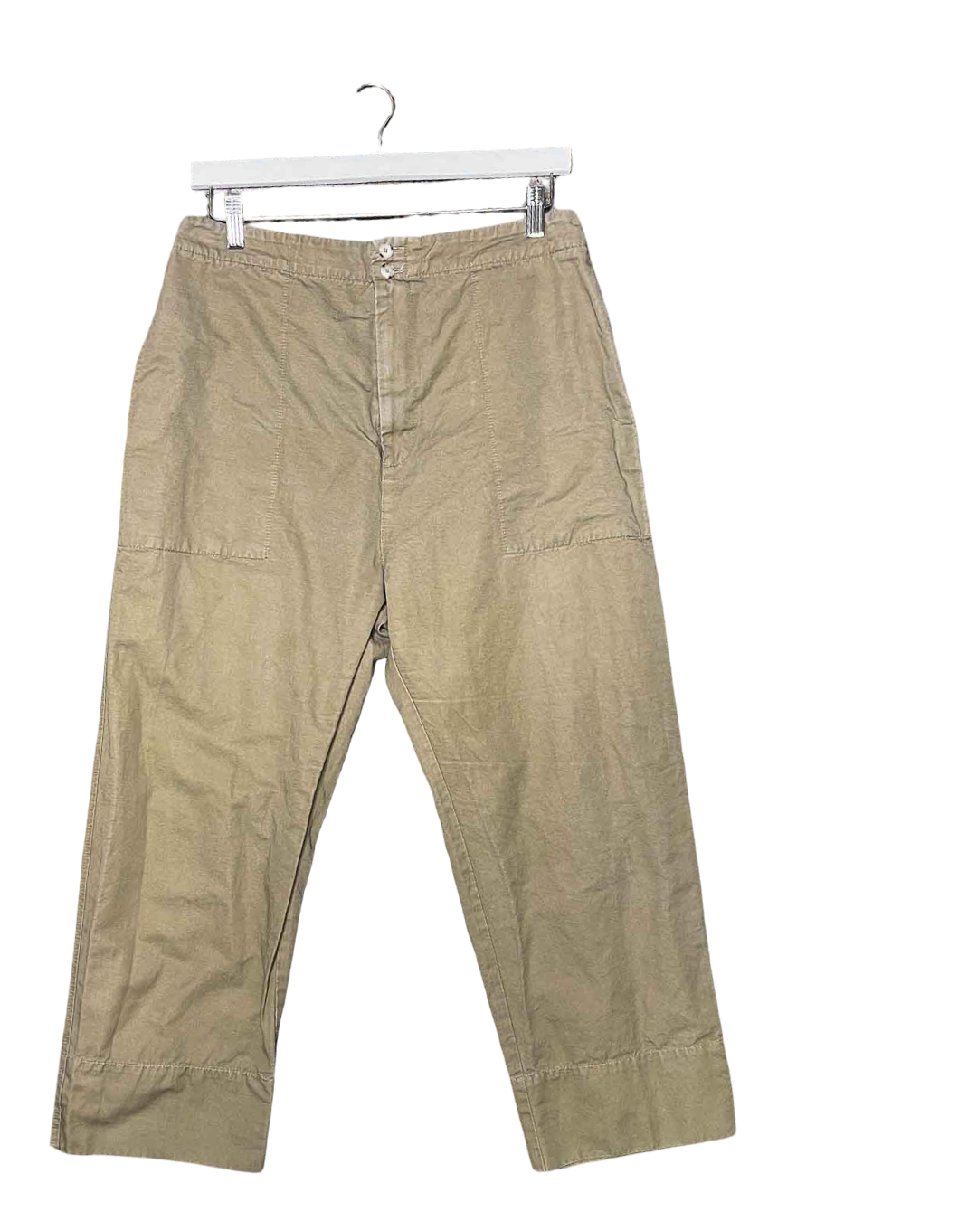 Size 4 (14) | Bassike Khaki Straight-Leg Pants