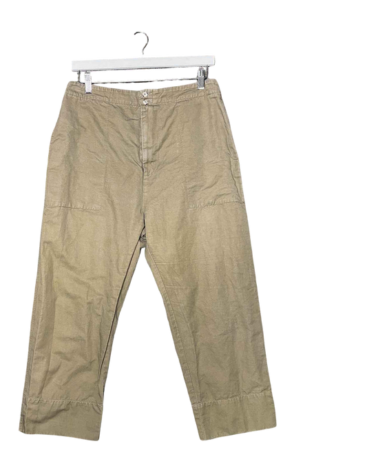 Size 4 (14) | Bassike Khaki Straight-Leg Pants