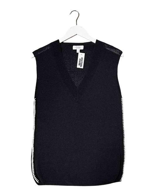 Size XS | COS Black Contrast Stitch Knit Vest