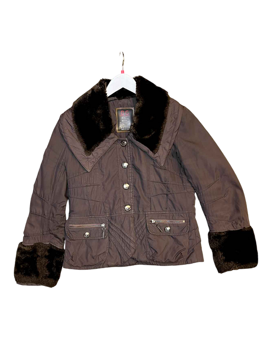 Size S | DG Dolce & Gabbana Chocolate Fur-Trim Jacket
