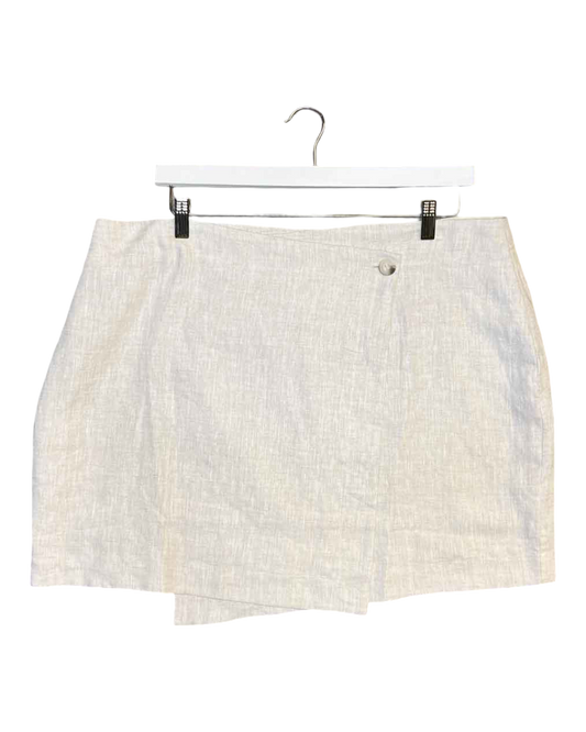 Size 18 (3XL) | Aere Oatmeal Linen Wrap Mini Skirt NWT