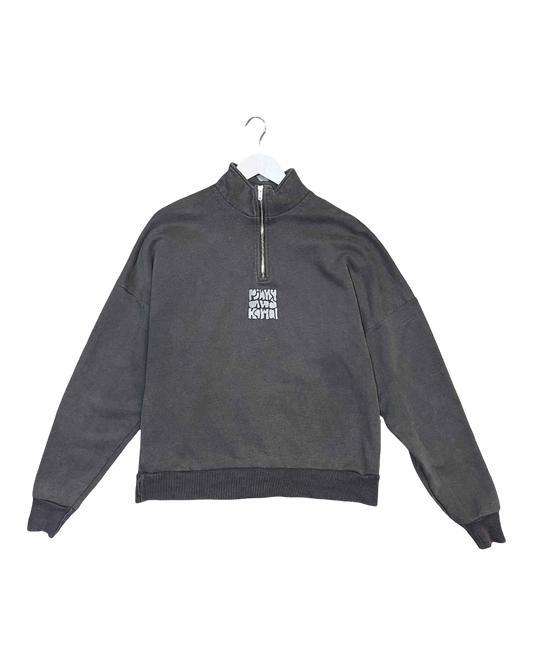 Size L | Pinky & Kamal Grey Quarter-Zip Jumper