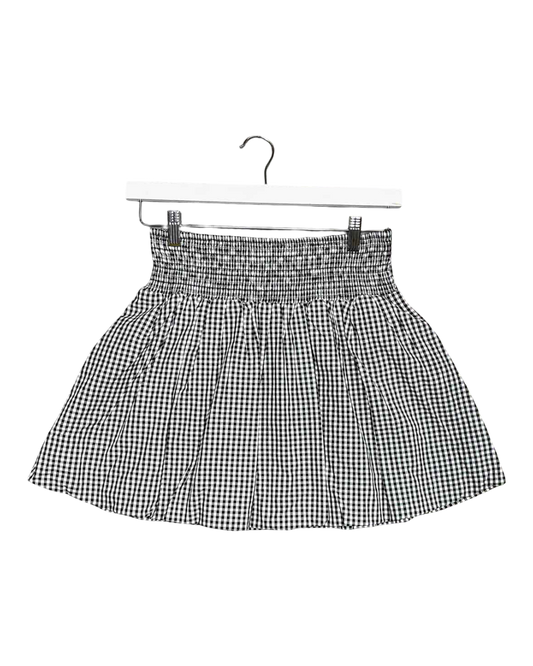 Size S | Steele Cotton Shirred Gingham Mini Skirt