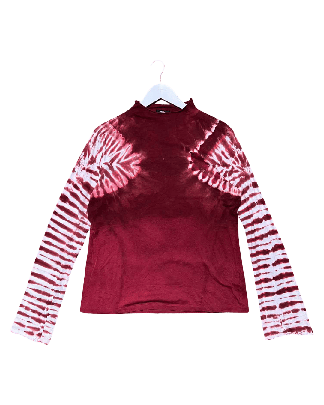 Size L | Bassike Red Tie Dye Sleeves Top