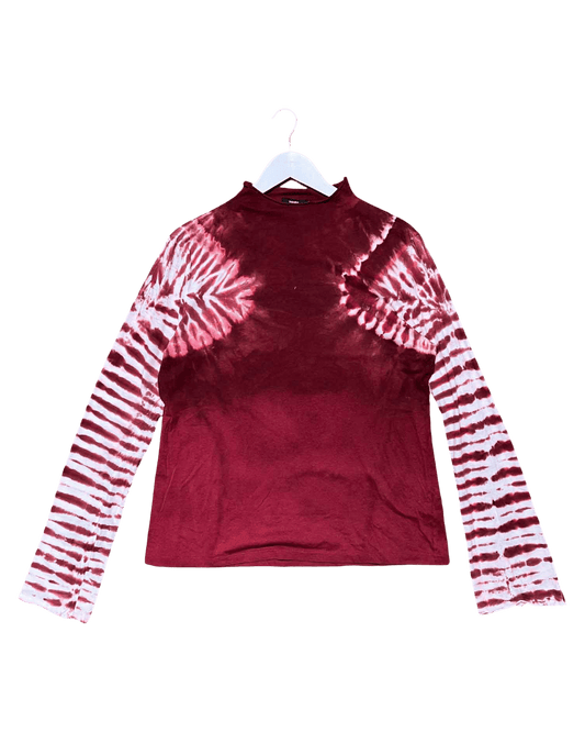 Size L | Bassike Red Tie Dye Sleeves Top
