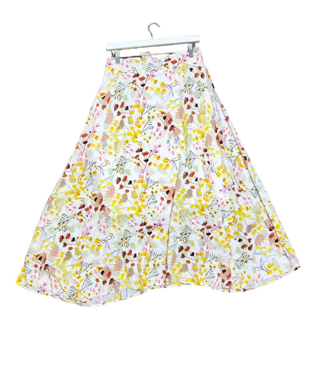 Size 12 | Morrison White and Multicoloured Willow Print Cotton Andreas Maxi Skirt