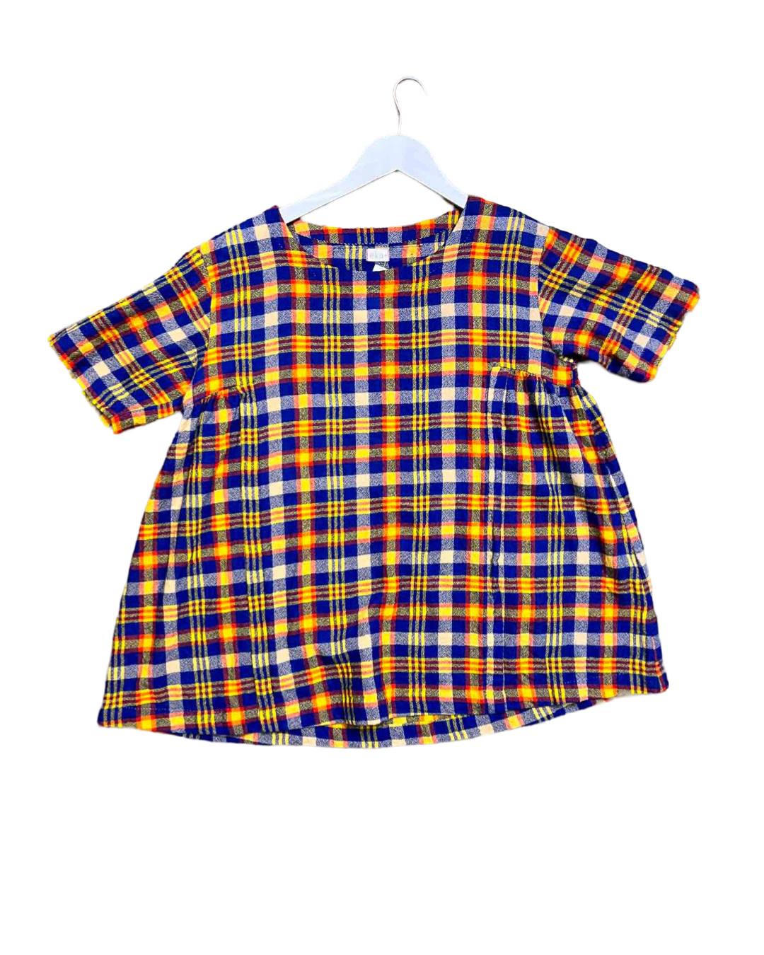 Size S/M |  Eka Blue Yellow and Red Check Wool Top