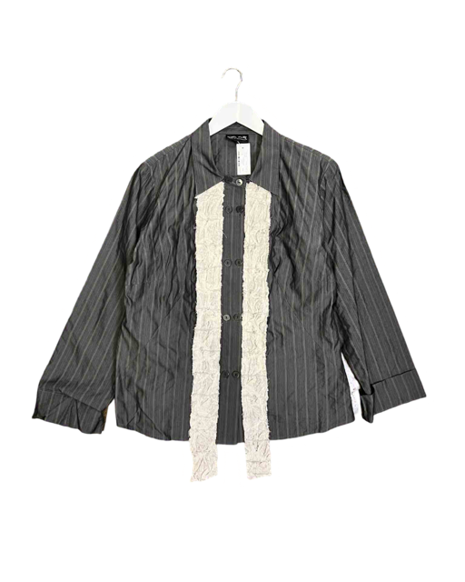 Size 14 |  Nicola Waite Pinstripe Ruffle Trim Shirt