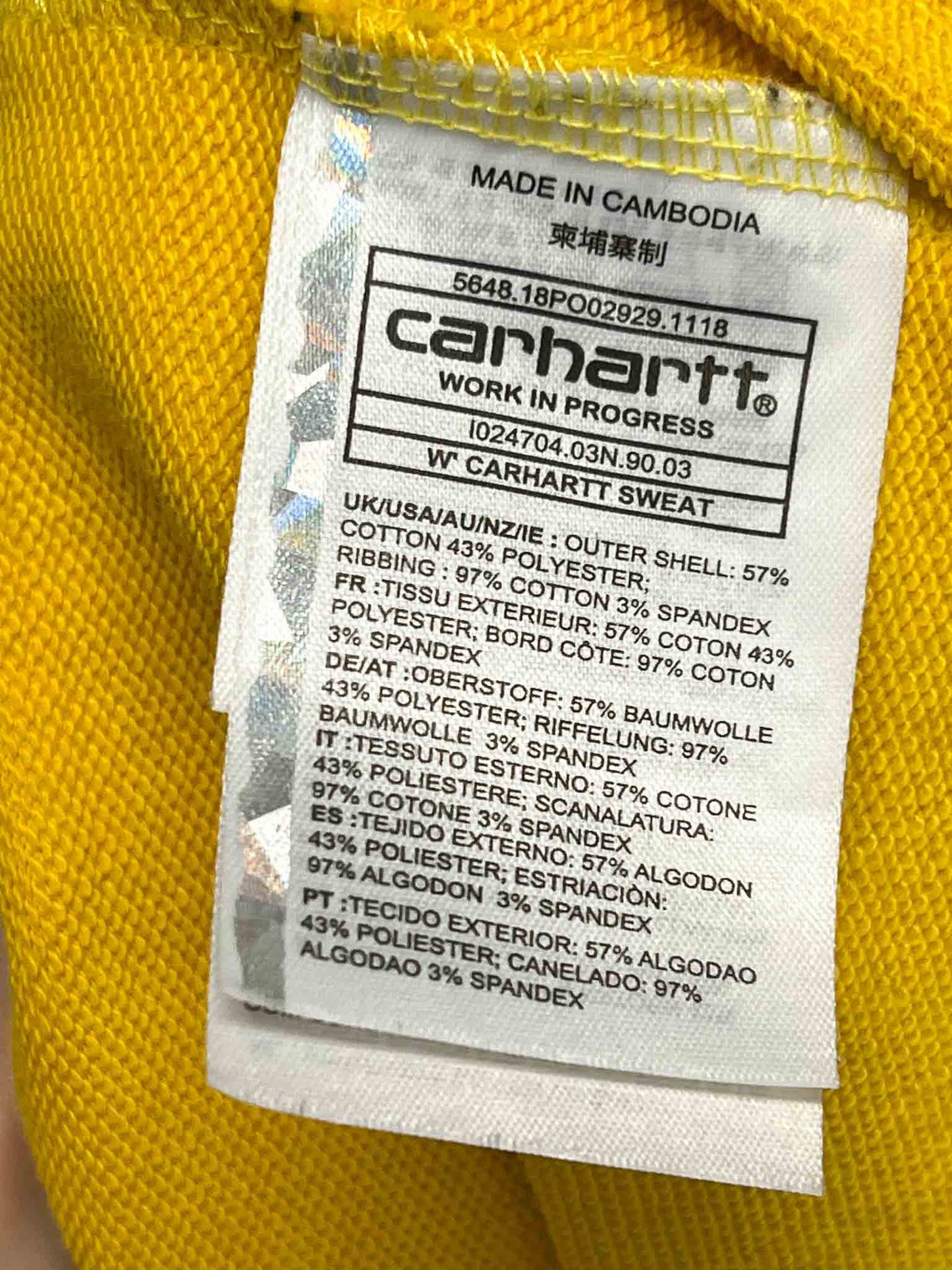 Size S | Carhartt Yellow Crewneck Jumper