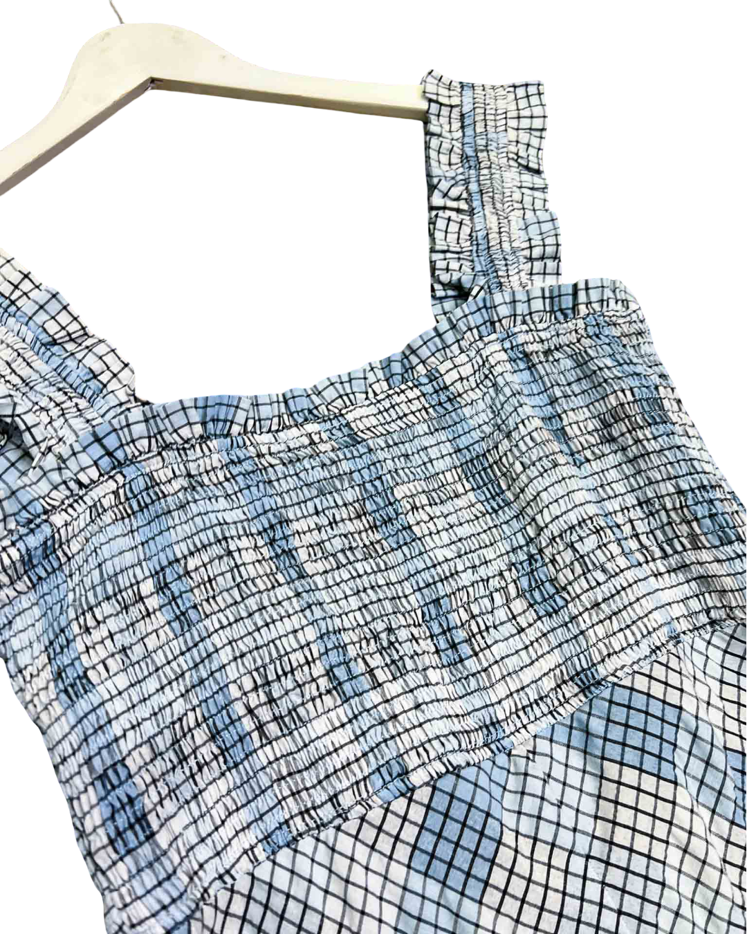 Size 10 | Ganni Seersucker Check Long Dress