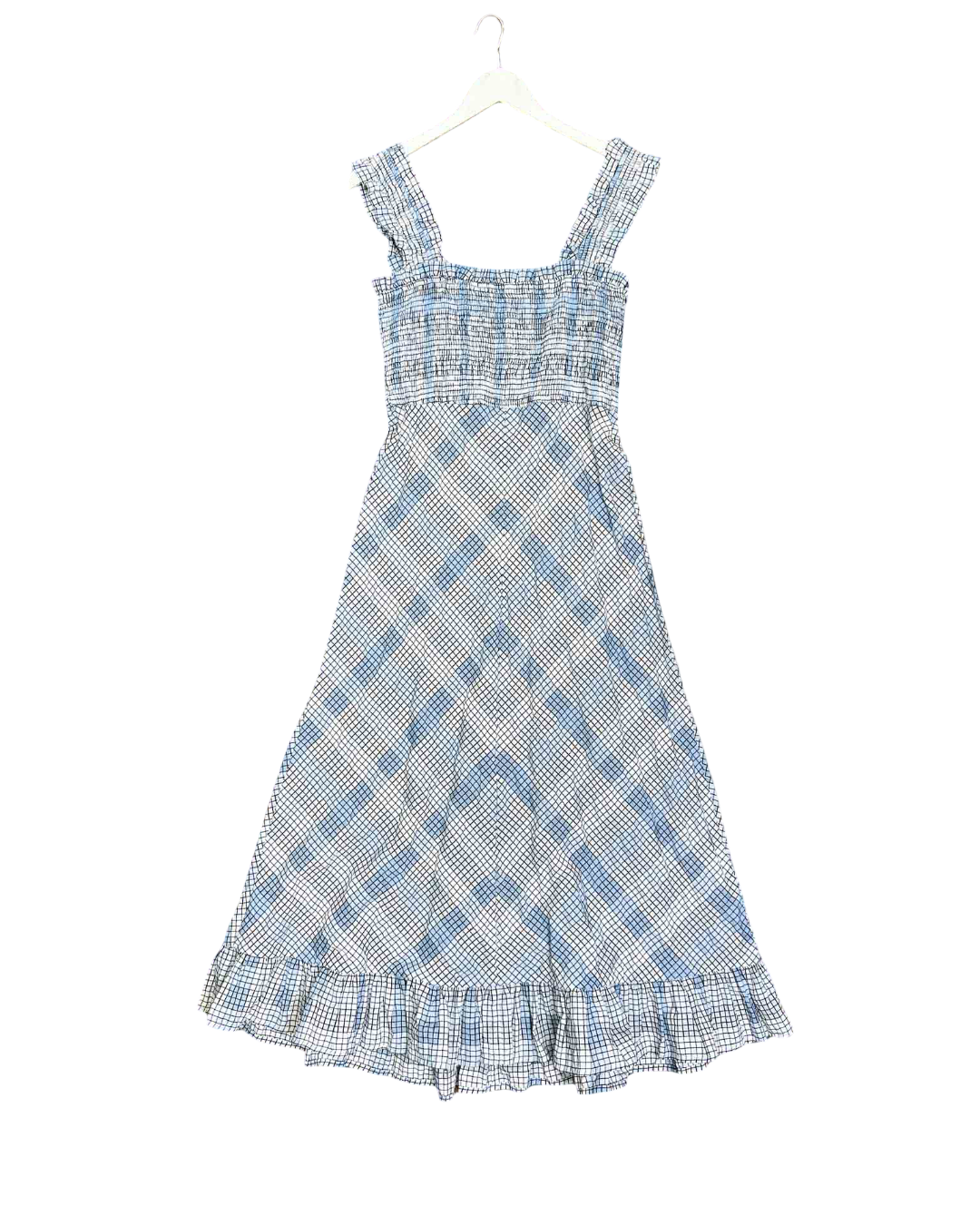 Size 10 | Ganni Seersucker Check Long Dress